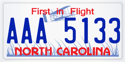 NC license plate AAA5133