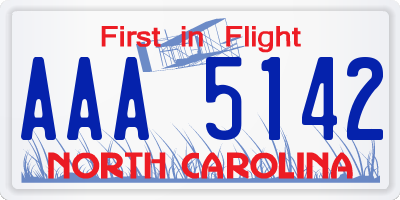 NC license plate AAA5142