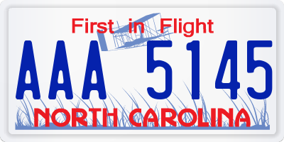 NC license plate AAA5145
