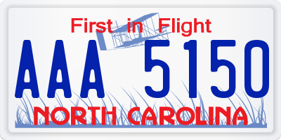 NC license plate AAA5150