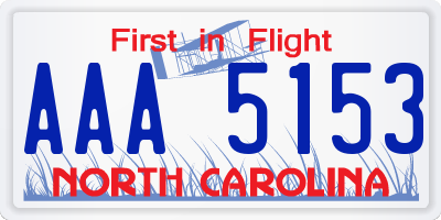 NC license plate AAA5153