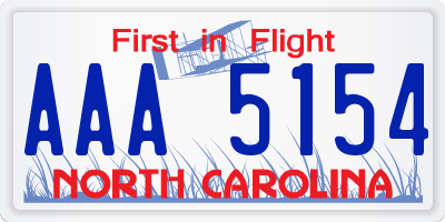 NC license plate AAA5154