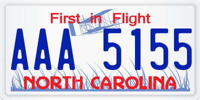 NC license plate AAA5155