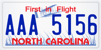 NC license plate AAA5156