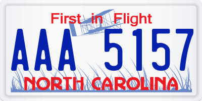 NC license plate AAA5157