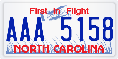 NC license plate AAA5158