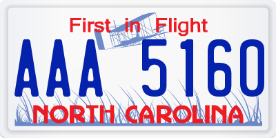 NC license plate AAA5160