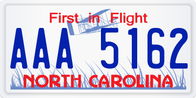 NC license plate AAA5162