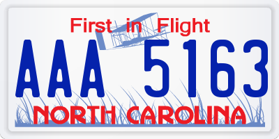 NC license plate AAA5163