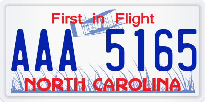 NC license plate AAA5165