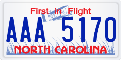 NC license plate AAA5170