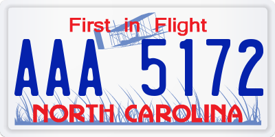 NC license plate AAA5172