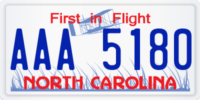 NC license plate AAA5180
