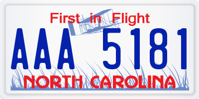 NC license plate AAA5181