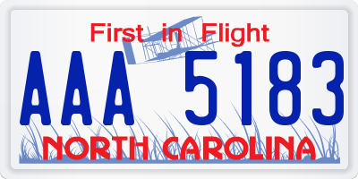 NC license plate AAA5183