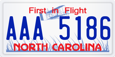 NC license plate AAA5186
