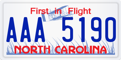 NC license plate AAA5190