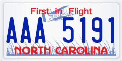 NC license plate AAA5191