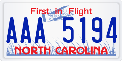 NC license plate AAA5194
