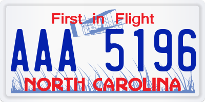 NC license plate AAA5196