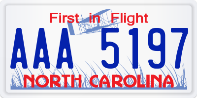 NC license plate AAA5197