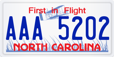 NC license plate AAA5202