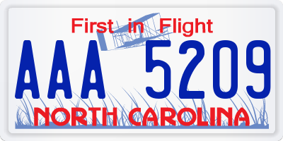 NC license plate AAA5209