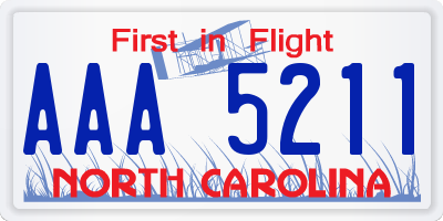 NC license plate AAA5211