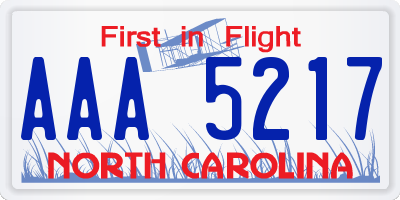 NC license plate AAA5217