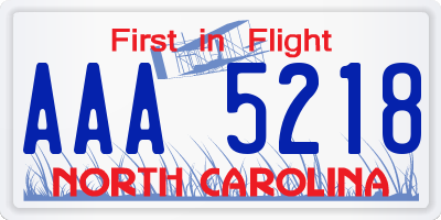 NC license plate AAA5218