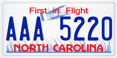 NC license plate AAA5220