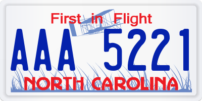 NC license plate AAA5221