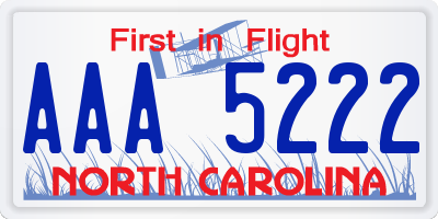 NC license plate AAA5222