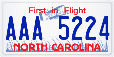 NC license plate AAA5224