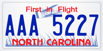NC license plate AAA5227
