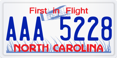 NC license plate AAA5228