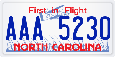 NC license plate AAA5230