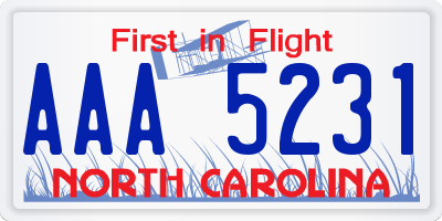 NC license plate AAA5231