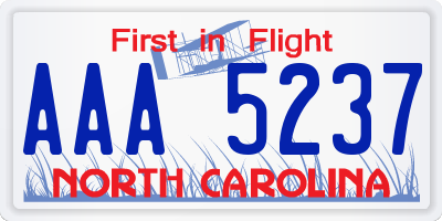 NC license plate AAA5237