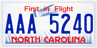 NC license plate AAA5240