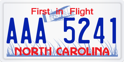 NC license plate AAA5241