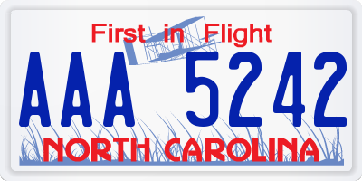 NC license plate AAA5242