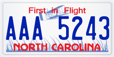 NC license plate AAA5243