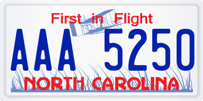 NC license plate AAA5250