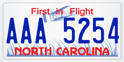 NC license plate AAA5254