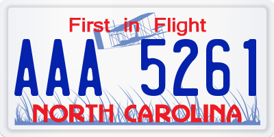 NC license plate AAA5261