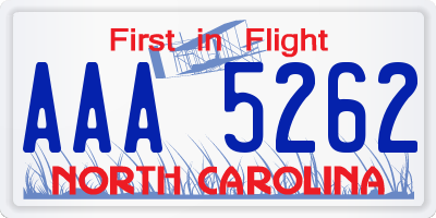 NC license plate AAA5262