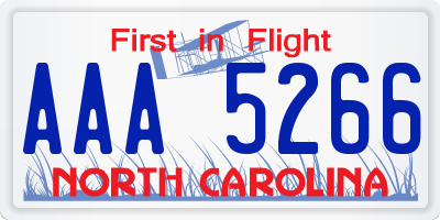 NC license plate AAA5266