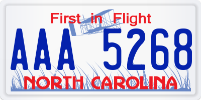 NC license plate AAA5268