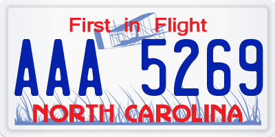 NC license plate AAA5269